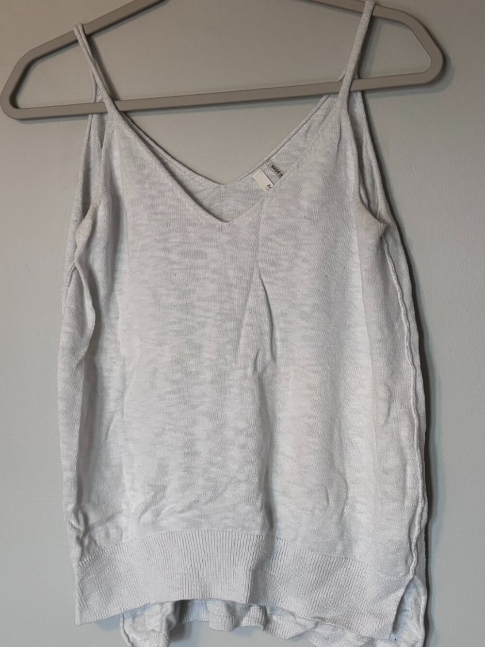 Be Cool Los Angeles Boutique Grungy White Sweater Knit Strappy Tank - Size Small